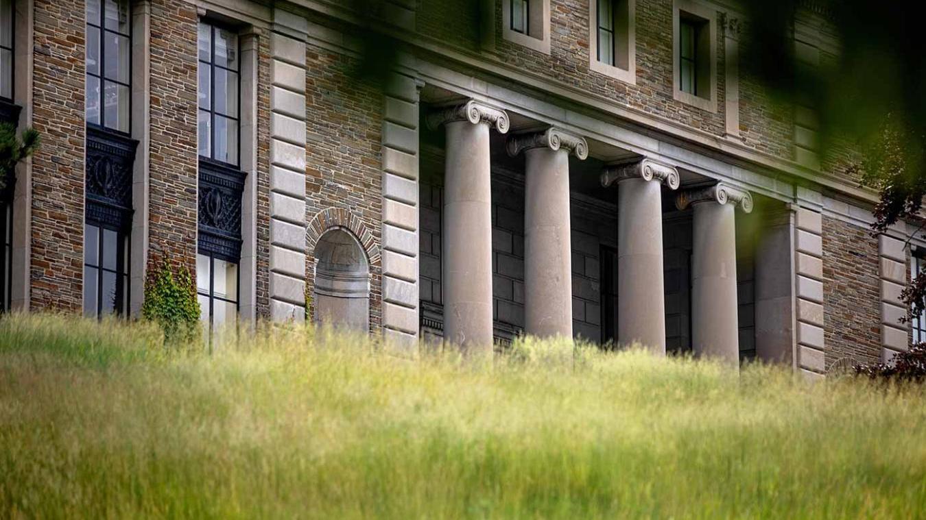 Baker Lab with summer grass in the foreground